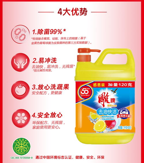 雕牌洗洁精 高效洁净，家庭厨房必备之选